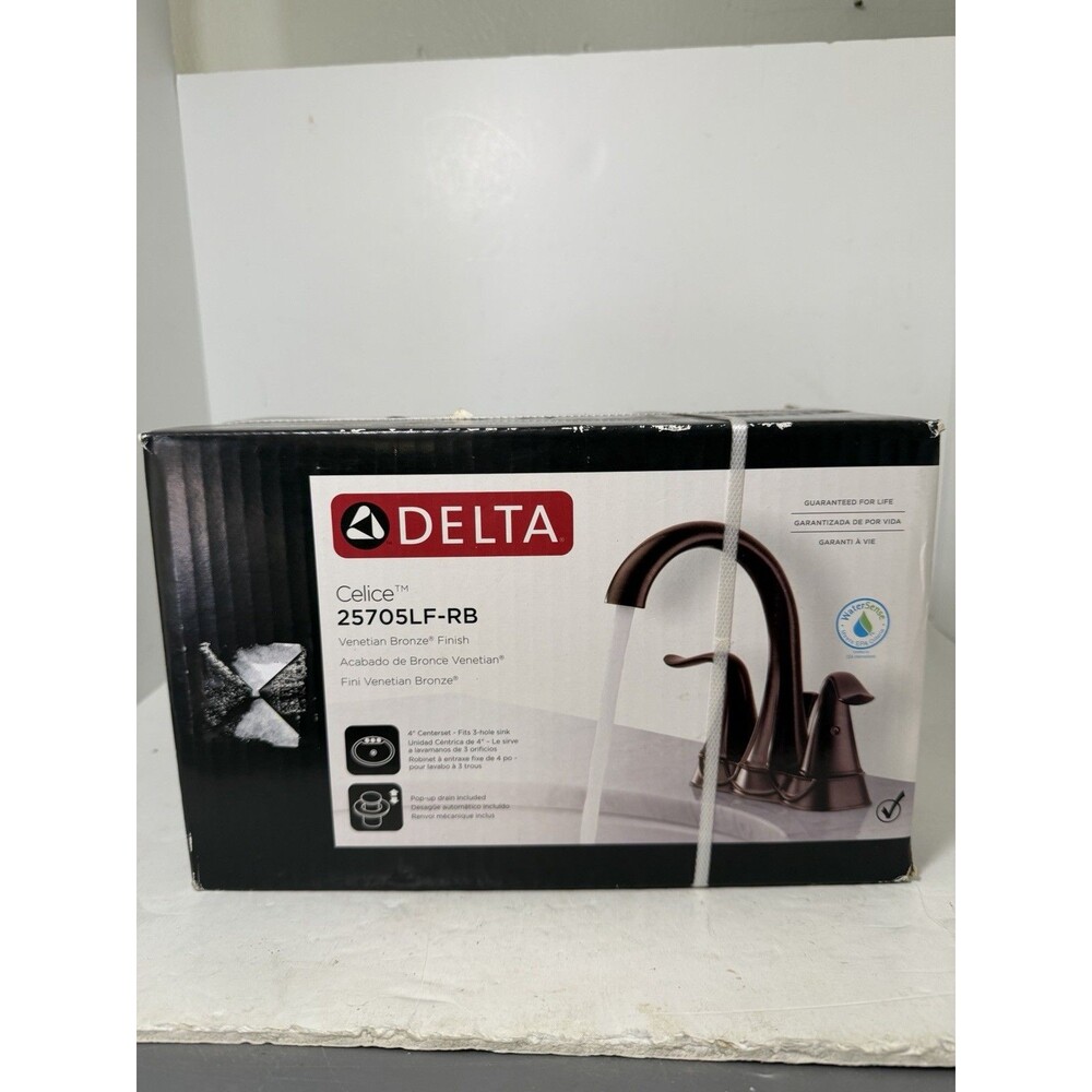 Delta Celice 25705LF-RB Bronze Centerset High Arc Bathroom Sink Faucet NEW